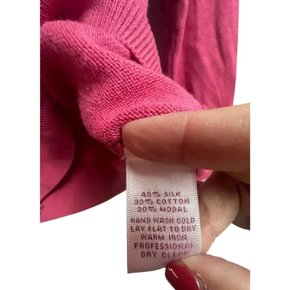 Peter Millar V-Neck Pink Golf Sweater Medium Silk Cotton Modal Blend